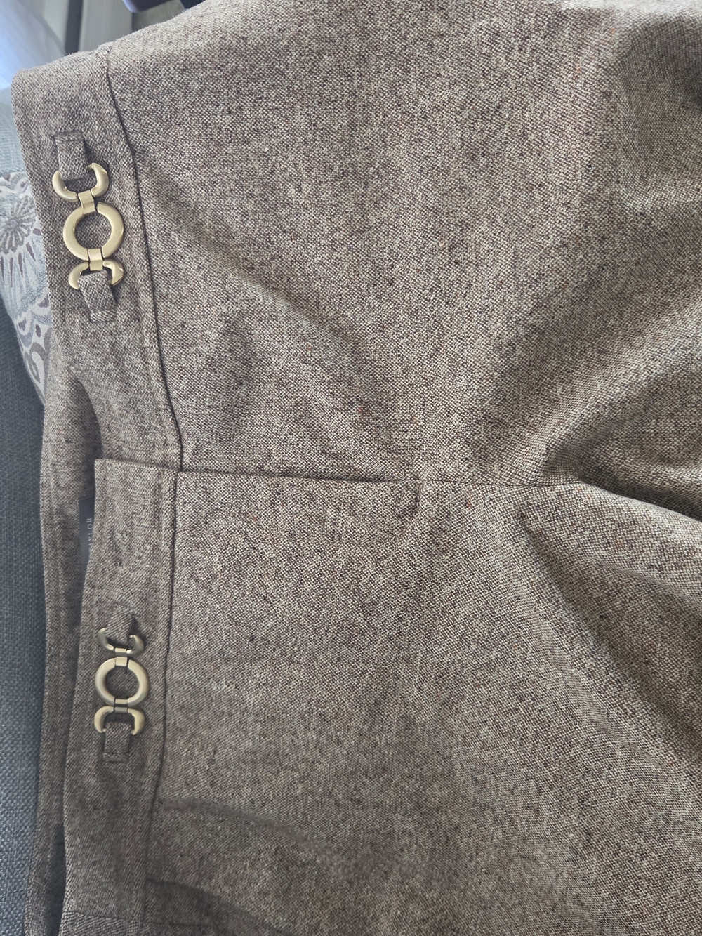 Wool-Blend Brown Tweed Pants